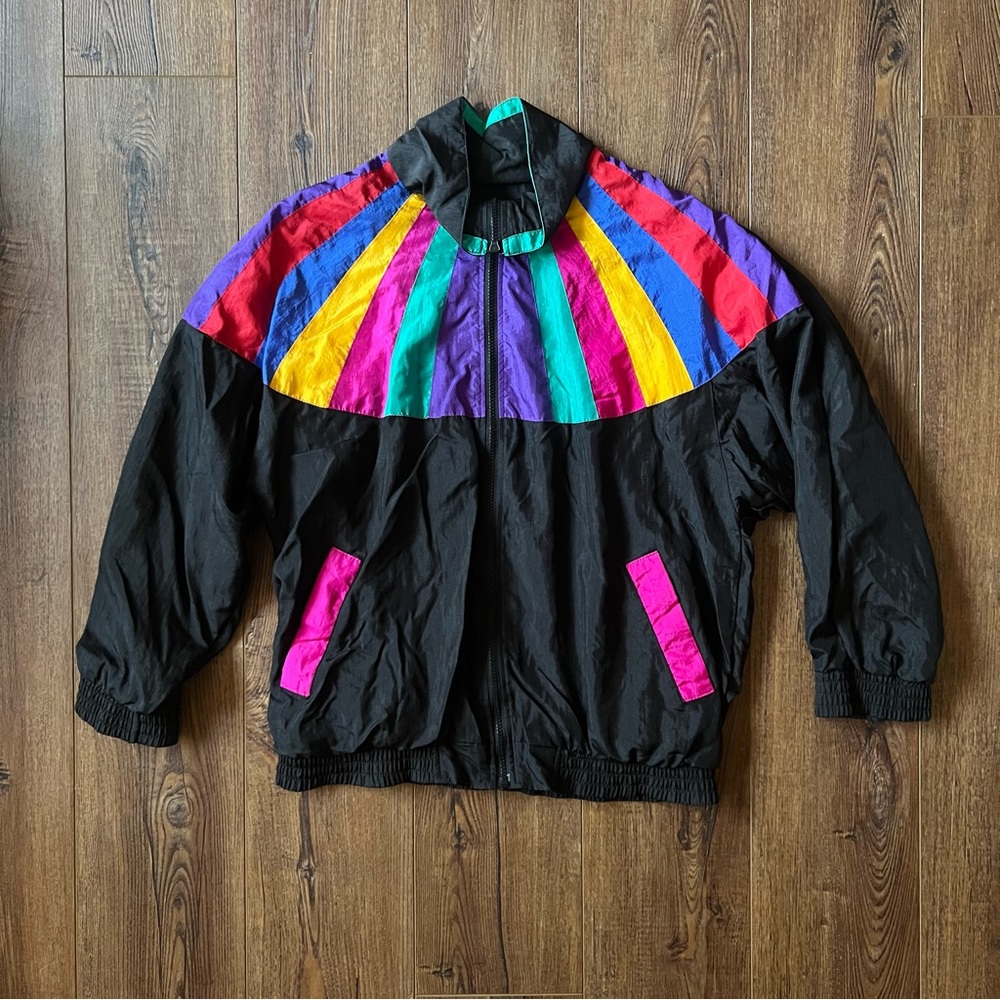 Vintage 90’s Slade Windbreaker Rainbow/Black Jacket